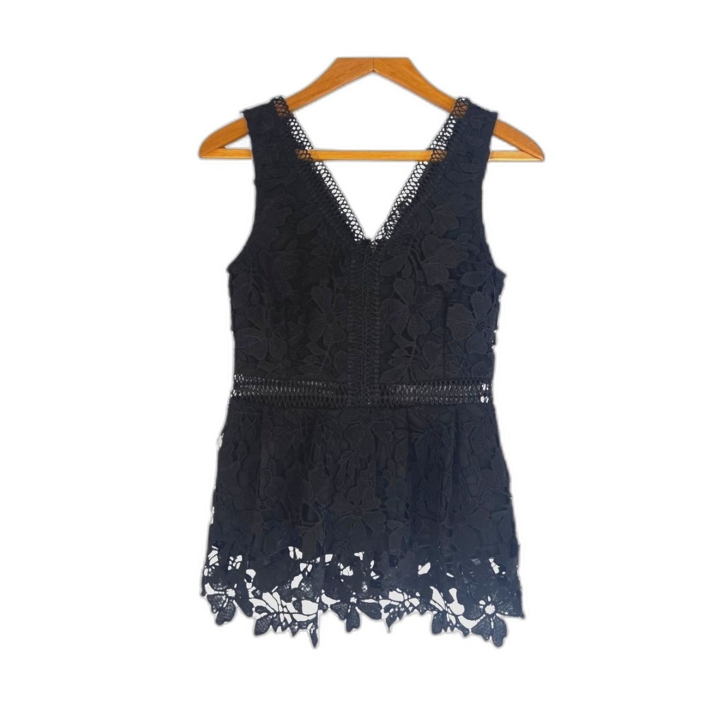 Francescas Vneck Sleeveless Lace Fit & Flare‎ Blouse Dressy Cocktail Size Small